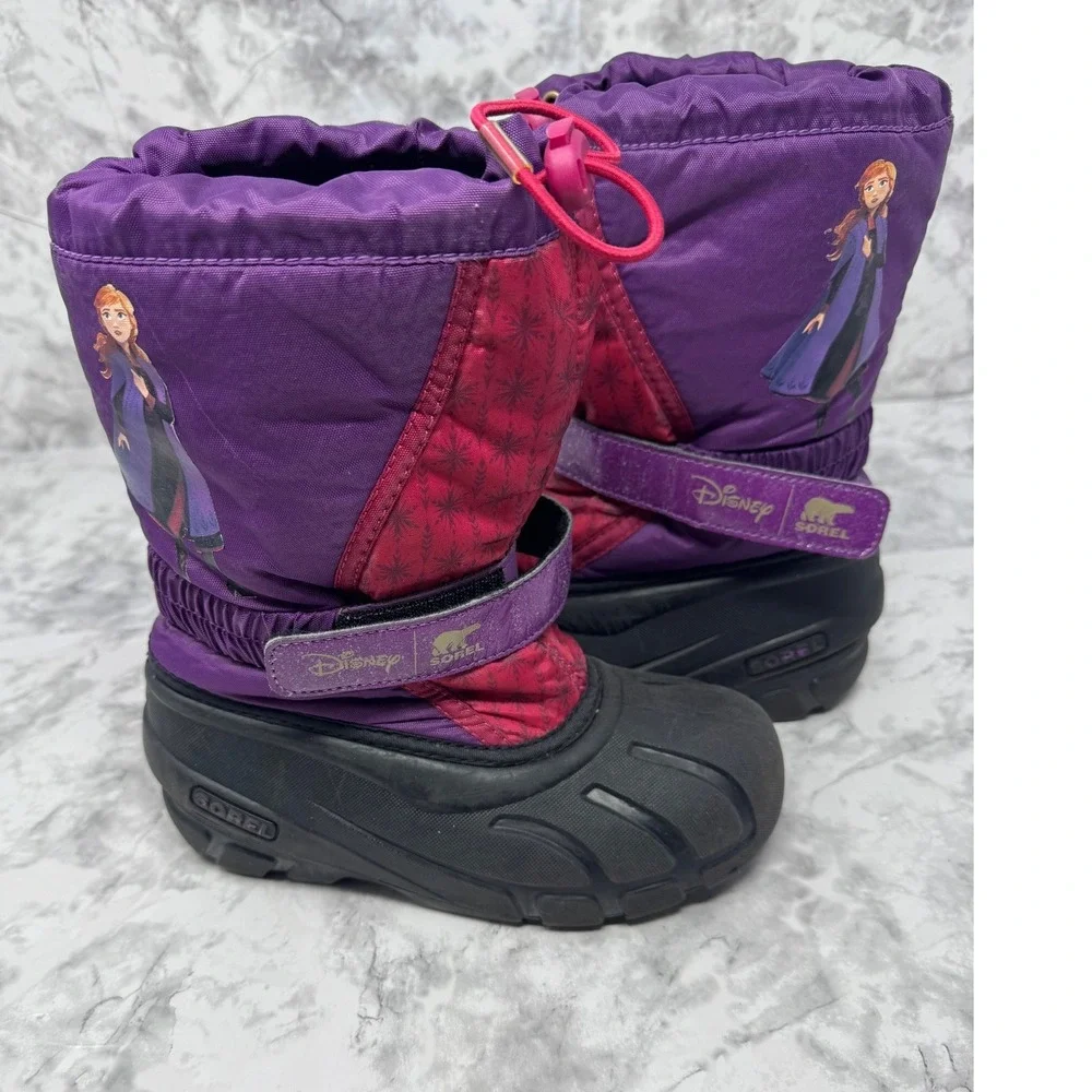 Sorel Disney 💜Frozen 2 Anna Flurry‎ Purple Pink Snow Boots Girls Kids-1